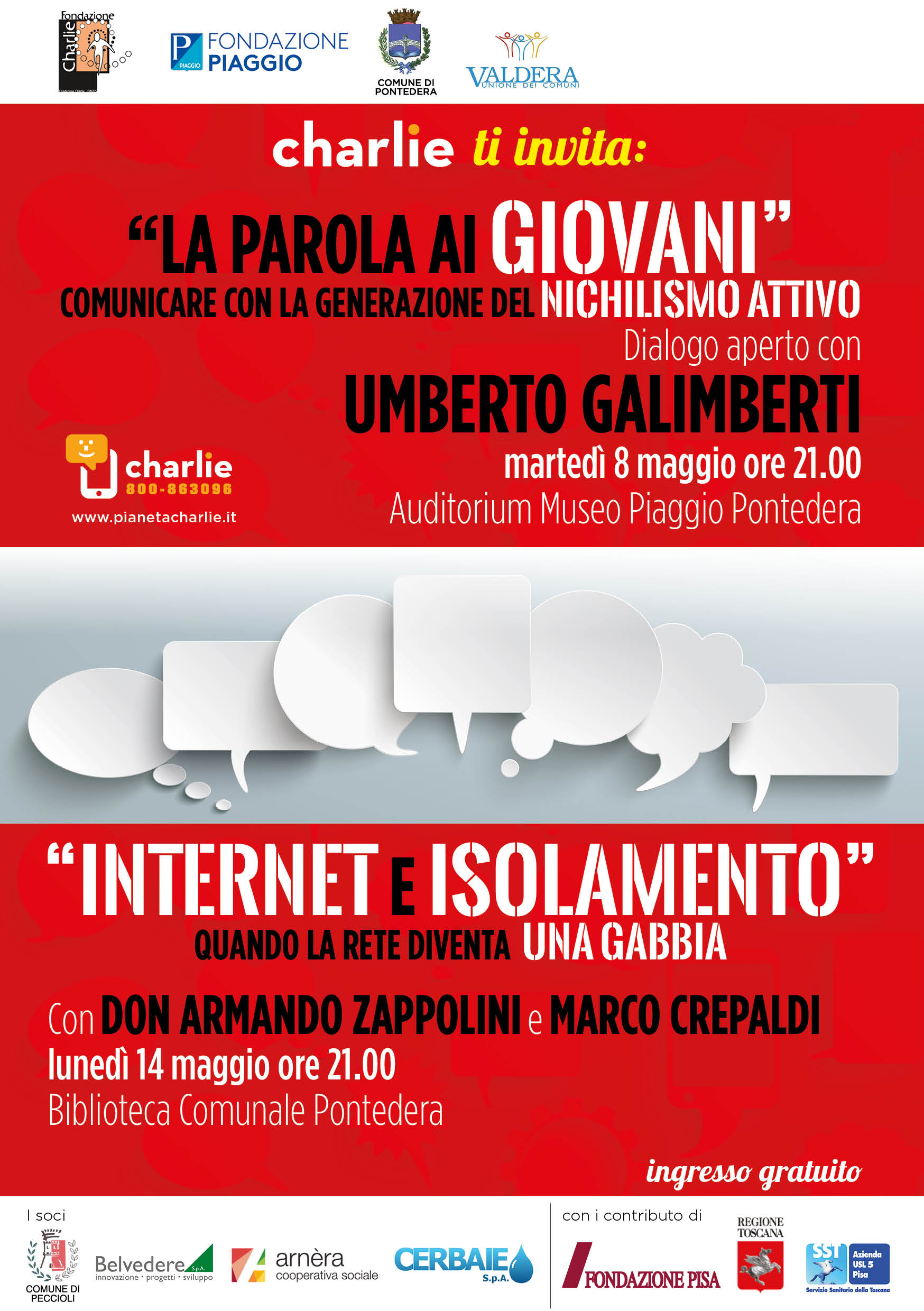 "La parola ai giovani" Incontro con Umberto Galimberti a Pontedera